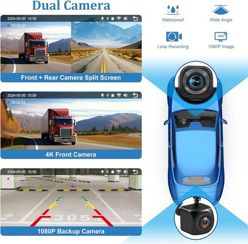 10.26" Touchscreen Car Stereo with Wireless Apple CarPlay & Android Auto, 4K Dash Cam, 1080P Backup Camera, Bluetooth, AUX/FM, Mirror Link, GPS Navigation, Loop Recording, Voice Control in Saudi Arabia
