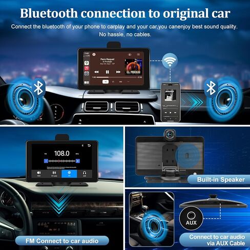 10.26" Touchscreen Car Stereo with Wireless Apple CarPlay & Android Auto, 4K Dash Cam, 1080P Backup Camera, Bluetooth, AUX/FM, Mirror Link, GPS Navigation, Loop Recording, Voice Control in Saudi Arabia