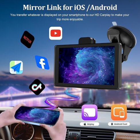 10.26" Touchscreen Car Stereo with Wireless Apple CarPlay & Android Auto, 4K Dash Cam, 1080P Backup Camera, Bluetooth, AUX/FM, Mirror Link, GPS Navigation, Loop Recording, Voice Control in Saudi Arabia
