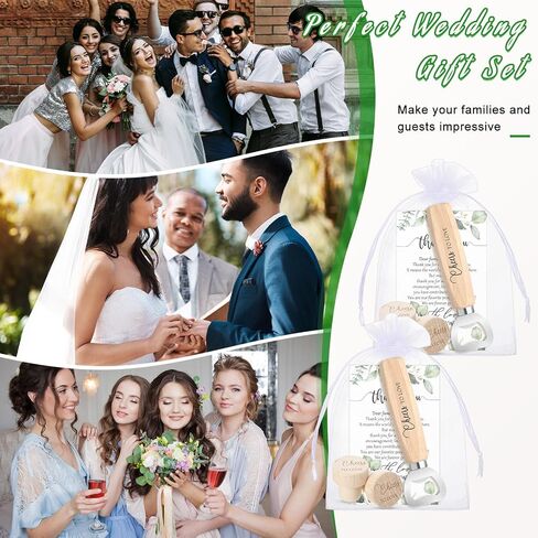 Barydat 36 Sets Wedding Favors Bulk for Guests Wine Corks Wooden Stopper Beer Bottle Opener Wedding Thank You Gift Card Organza Bag Wedding Appreciation Gifts for Bridal Shower in Saudi Arabia