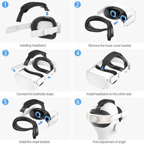 حزام الرأس لسماعات Meta Quest 2 VR Elite حزام قابل للتعديل وسادة ناعمة حزام الرأس Oculus Quest 2 بديل للواقع الافتراضي in Kuwait