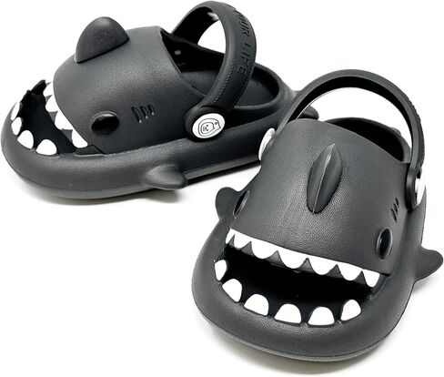 allgala Shark Slides Slippers with Backtrap Non-Slip Novelty Open Toe Sandals for Boys Girl Indoor & Outdoor Comfy Cushioned Thick Sole Cute Cartoon Shower Cloud Slippers Beach Pool Shoes in Kuwait