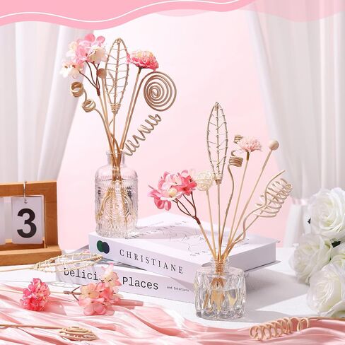 Queekay 32 Pcs Reed Diffuser Stick Set Include 6 Style Natural Rattan Flower Reed Fragrance Diffuser, 4 Style Sola Flower Reed Diffuser Stick, Fragrance Diffuser Replacement for Home Fragrance Decor in Saudi Arabia