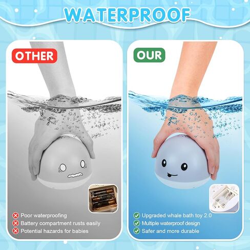 2024 Upgraded Whale Bath Toys for Babies, Light Up Bath Toys for Toddlers, Sprinkler Bathtub Toys Spray Fountain Water Pool Toys, Baby Infant Kids Birthday Shower Gifts in Saudi Arabia