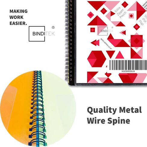Binditek 1 Pack 24 Pocket Poly Project Organizer with 12 Dividers, Heavyduty Folder with Customizable Front Cover, Metal Wire Binding Spine, Extra Zipper Pouch, Letter Size, Office Supplies in Saudi Arabia