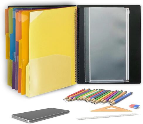 Binditek 1 Pack 24 Pocket Poly Project Organizer with 12 Dividers, Heavyduty Folder with Customizable Front Cover, Metal Wire Binding Spine, Extra Zipper Pouch, Letter Size, Office Supplies in Saudi Arabia