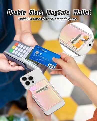 Senose Magnetic Wallet Card Holder Compatible for Magsafe Wallet, Leather Mag-Safe Wallet Card Holder for Back of Phone Compatible for iPhone 15/14/13/12 Mini/Plus/Pro/Pro Max (White) in Saudi Arabia