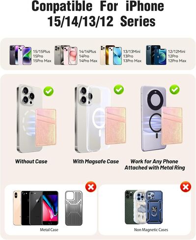 Senose Magnetic Wallet Card Holder Compatible for Magsafe Wallet, Leather Mag-Safe Wallet Card Holder for Back of Phone Compatible for iPhone 15/14/13/12 Mini/Plus/Pro/Pro Max (White) in Saudi Arabia