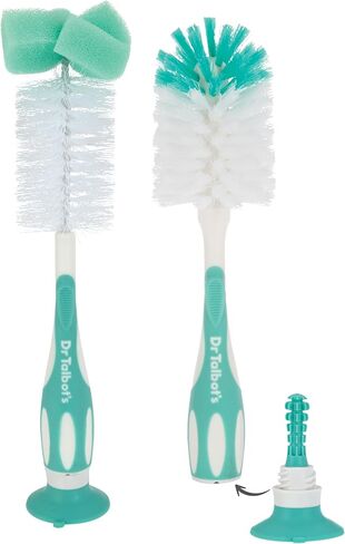 Dr. Talbot’s Bottle and Nipple Brush, Soft Nylon Bristles, Sponge Top, Handle with Suction Base, 2 pack, Blue in Saudi Arabia
