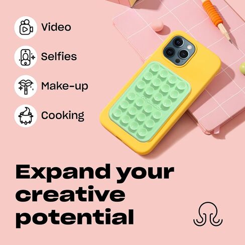 جراب هاتف لاصق من السيليكون MAX - بدون استخدام اليدين، حامل قوي لصور السيلفي ومقاطع الفيديو - متين وسهل الاستخدام - متوافق مع iPhone وAndroid - 2.6 بوصة × 3.9 بوصة، Marigold in Kuwait