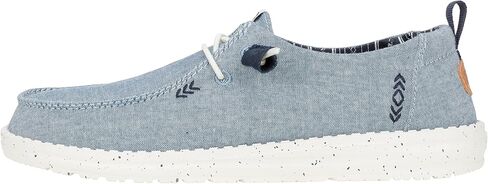 Hey Dude Wendy Chambray أبيض ساطع مقاس 7، أحذية نسائية، أحذية بدون كعب للسيدات، مريحة وخفيفة الوزن in Saudi Arabia
