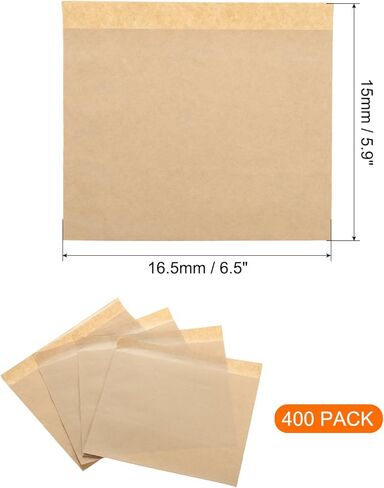 100 قطعة من أكياس الساندويتش الورقية من uxcell، مقاس 7.9 × 5.9 بوصة، حقيبة ورقية مقاومة للدهون، أكياس الوجبات الخفيفة الورقية، حقائب الغداء للمنزل، متجر الخبز، بني in Kuwait