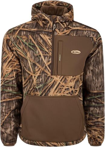 سترة Drake Waterfowl للرجال MST Endurance Hunting بغطاء للرأس مبطن بالصوف بسحاب ربع دافئ مع حقيبة كنغر وجيب صدر Magnattach، المدرسة القديمة، مقاس XX-Large in Saudi Arabia