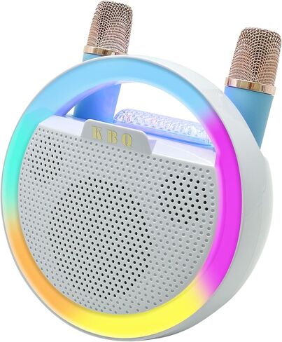KBQ Karaoka Machine with 2 Wireless Microphones, Portable Bluetooth Karaoke Speaker with LED Light for Kids Adults Home Outdoor Party (Purple) in Saudi Arabia