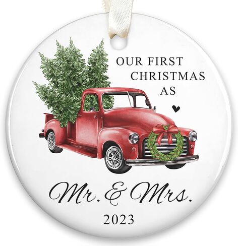 Wedding Gifts - Wedding Gifts for Couples 2024 - Mr and Mrs Gifts - Wedding Gifts for Newlyweds, Wedding Gifts for Bride - Bridal Shower Gifts - First Christmas Married Ornament 2024 - Glass Ornament in Saudi Arabia