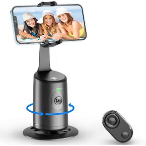 Auto Face Tracking Tripod, 360° Rotation Auto Tracking Phone Holder with Adjustable Sliding Port and Multiple Phone Holders, No App, Phone Camera Mount with Remote for Video Recording (No Light)