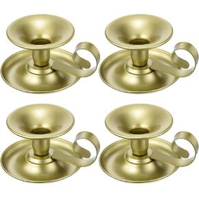 PATIKIL Retro Iron Taper Candle Holder, Set of 2 Gold Simple Candlestick Holder Candle Light Stand for Halloween Table Centerpiece Party Wedding Dinning Decor