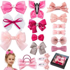 18pcs Red Hair Bows for Girls,Baby Girls,Toddler Girls and Teen Girls.Alligator Hair Clips,Hair Barrettes,Hair Ties,Snap Clip Hairpins.Handmade Hair Accessories for Girls Gift Set
