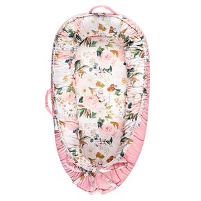 DILIMI Baby Lounger Cover, Cotton Baby Nest Replacement Cover for Girls Boys, Soft Breathable Reversible Newborn Lounger Cover, Green Leaf (Only Cover)