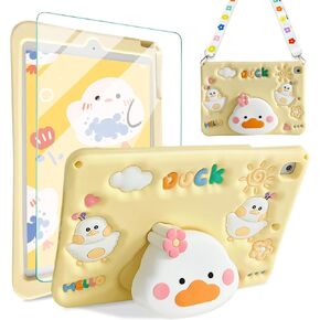 for iPad 9th 8th 7th Generation Case iPad 10.2 Case with Screen Protector Shoulder Strap Cute Bears Case Stand Kickstand Cartoon Silicone Cover Girls Kids for iPad 9th/8th/7th Gen 10.2''（Brown） in Kuwait