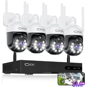5MP Wireless Security Camera System, 4pcs 5G/2.4GHz WiFi CKK cameras outdoor waterproof with night vision, 2-Way Audio,Plug & Play, 2-Way Audio,AI Motion Detection(1TB Hard Drive)