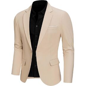 One Button Men's Linen Blazer, Slim Fit Casual Suit Jacket, Daily Lightweight Sport Coat