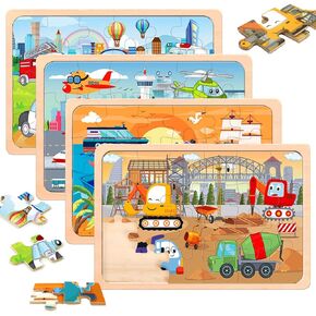 Puzzles for Toddlers 3-5,24 Pieces Wooden Puzzles for Kids Ages 3-5 4-6 4-8 3 4 5 6 3-4 Year Olds.6 Pack Puzzle Set Children Jigsaw Puzzles for Boys and Girls Educational Learning Toys and Gifts