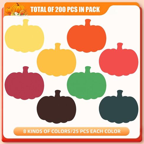 MixTeach 200 Pcs Pumpkin Cutouts Fall Pumpkin Paper Cut Outs Assorted Colors Pumpkin Die Cuts with Glue Points for Kids School Classroom Bulletin Board Decor Autumn Thanksgiving Crafts Party Supplies in Kuwait