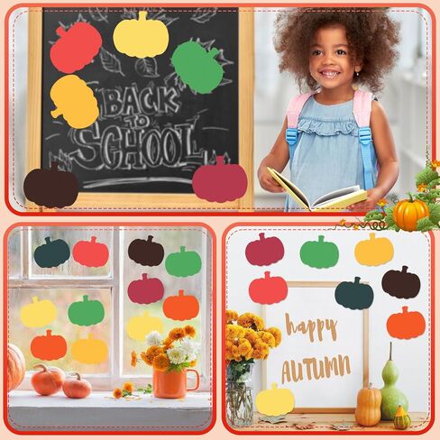 MixTeach 200 Pcs Pumpkin Cutouts Fall Pumpkin Paper Cut Outs Assorted Colors Pumpkin Die Cuts with Glue Points for Kids School Classroom Bulletin Board Decor Autumn Thanksgiving Crafts Party Supplies in Kuwait
