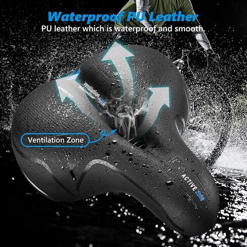 9.8"x8" Wide Bicycle Saddle Replacement Bike Cushion with Shock Absorbing Stationary Bike Seat for Exercise Mountain Road Bikes with Reflect Safety Memory Foam Comfy Soft Durable in Saudi Arabia
