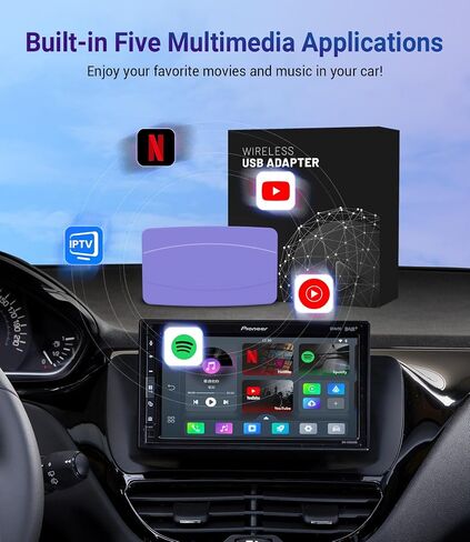 Play2video Pro CarPlay Ai Box، محول فيديو الوسائط المتعددة للبث السحري مع YouTube وNetflix المدمجين، محول CarPlay/Android Auto 3 في 1 اللاسلكي لسيارات CarPlay السلكية من عام 2016 in Saudi Arabia
