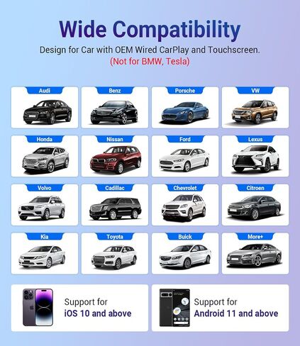 Play2video Pro CarPlay Ai Box، محول فيديو الوسائط المتعددة للبث السحري مع YouTube وNetflix المدمجين، محول CarPlay/Android Auto 3 في 1 اللاسلكي لسيارات CarPlay السلكية من عام 2016 in Saudi Arabia