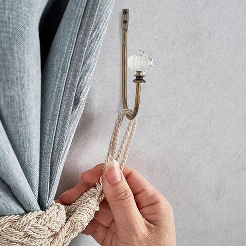 Curtain Holdback, 2pcs Wall Mounted Drapery Tiebacks with White Pumpkin, Heavy Duty Metal Decorative Window Drapery Curtain Holder Curtain Hooks with Screws (White Pumpkin) in Saudi Arabia