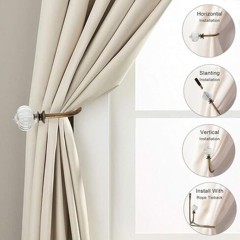 Curtain Holdback, 2pcs Wall Mounted Drapery Tiebacks with White Pumpkin, Heavy Duty Metal Decorative Window Drapery Curtain Holder Curtain Hooks with Screws (White Pumpkin) in Saudi Arabia