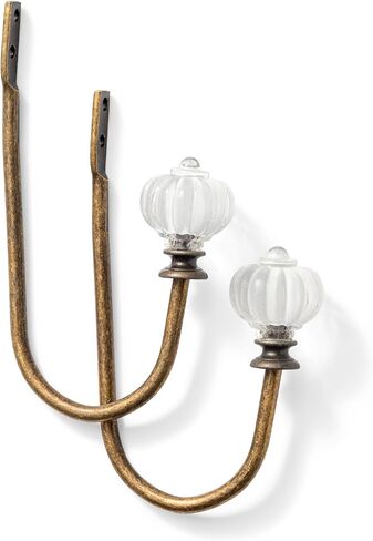 Curtain Holdback, 2pcs Wall Mounted Drapery Tiebacks with White Pumpkin, Heavy Duty Metal Decorative Window Drapery Curtain Holder Curtain Hooks with Screws (White Pumpkin) in Saudi Arabia