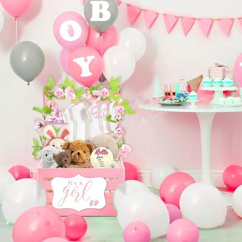 Wooden Baby Shower Crate Closet, Baby Gift Basket with Handle and Felt DIY Blackboard Baby Storage Crate Hamper, Baby Shower Party Decor Newborn Baby Gifts Basket for Pregnancy New Parent ﻿ ﻿ in Saudi Arabia