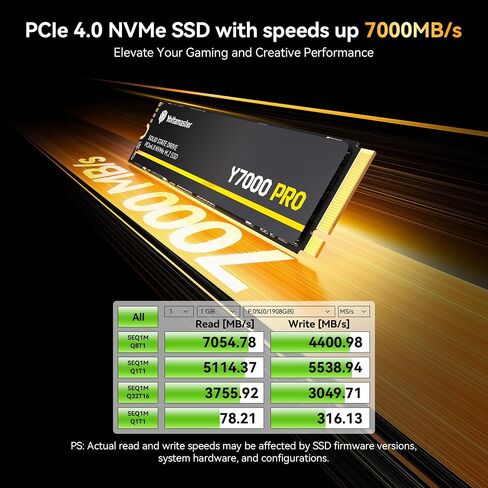 Yottamaster 4TB SSD M.2 PCIe 4.0, Up to 7000MB/s, M.2 2280 NVMe Internal Solid State Drive with 3D NAND Flash, Upgrade Storage for PS5, PC Computer, Laptop, Gaming [Y7000 Pro 4TB] in Saudi Arabia