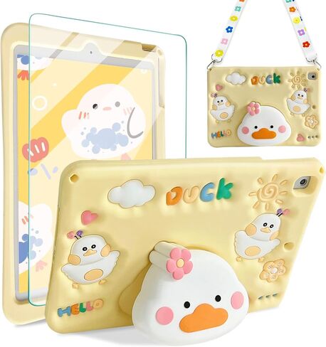 for iPad 9th 8th 7th Generation Case iPad 10.2 Case with Screen Protector Shoulder Strap Cute Bears Case Stand Kickstand Cartoon Silicone Cover Girls Kids for iPad 9th/8th/7th Gen 10.2''（Brown） in Kuwait