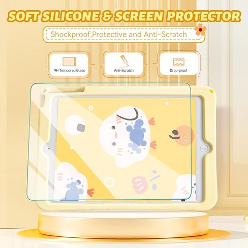 for iPad 9th 8th 7th Generation Case iPad 10.2 Case with Screen Protector Shoulder Strap Cute Bears Case Stand Kickstand Cartoon Silicone Cover Girls Kids for iPad 9th/8th/7th Gen 10.2''（Brown） in Kuwait