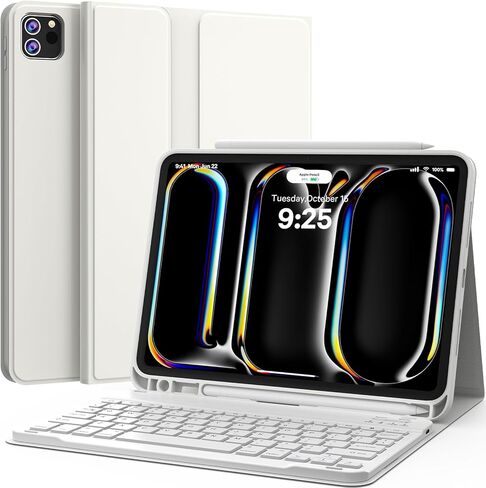 CHESONA iPad Pro 11 Inch (M4) 2024 Case with Keyboard, Magnetic Detachable Keyboard, Precise Cutouts Case with Pencil Holder, Type-C Rechargeable, Wireless Folio Keyboard Case for iPad Pro 11'', Black in Saudi Arabia