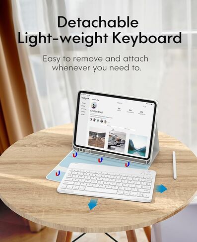 CHESONA iPad Pro 11 Inch (M4) 2024 Case with Keyboard, Magnetic Detachable Keyboard, Precise Cutouts Case with Pencil Holder, Type-C Rechargeable, Wireless Folio Keyboard Case for iPad Pro 11'', Black in Saudi Arabia