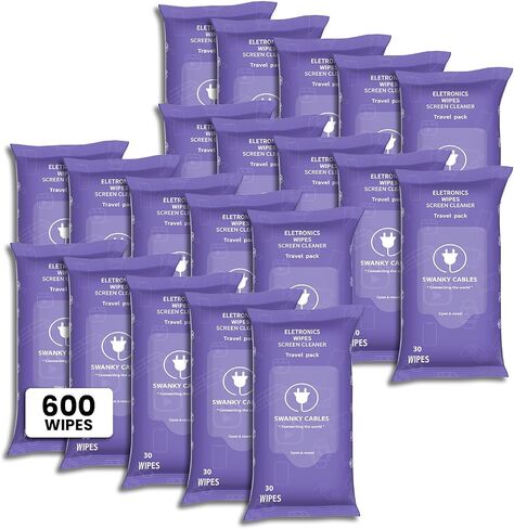 Screen Cleaner Wipes Bundle - Electronic Wipes for Screens, Computer, Phone, TV, Monitor and Lens, Tech Cleaning Supplies, Includes Microfiber Cloth - 1 Canister & 1 Soft Wipes in Saudi Arabia