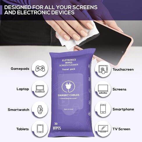 Screen Cleaner Wipes Bundle - Electronic Wipes for Screens, Computer, Phone, TV, Monitor and Lens, Tech Cleaning Supplies, Includes Microfiber Cloth - 1 Canister & 1 Soft Wipes in Saudi Arabia