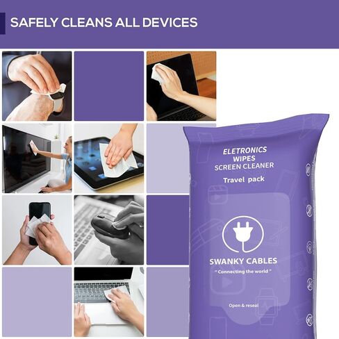 Screen Cleaner Wipes Bundle - Electronic Wipes for Screens, Computer, Phone, TV, Monitor and Lens, Tech Cleaning Supplies, Includes Microfiber Cloth - 1 Canister & 1 Soft Wipes in Saudi Arabia
