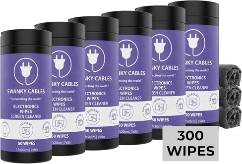 Screen Cleaner Wipes Bundle - Electronic Wipes for Screens, Computer, Phone, TV, Monitor and Lens, Tech Cleaning Supplies, Includes Microfiber Cloth - 1 Canister & 1 Soft Wipes in Saudi Arabia
