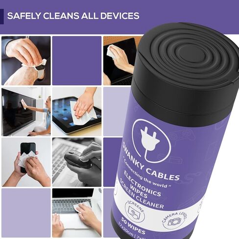 Screen Cleaner Wipes Bundle - Electronic Wipes for Screens, Computer, Phone, TV, Monitor and Lens, Tech Cleaning Supplies, Includes Microfiber Cloth - 1 Canister & 1 Soft Wipes in Saudi Arabia