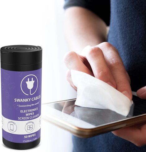 Screen Cleaner Wipes Bundle - Electronic Wipes for Screens, Computer, Phone, TV, Monitor and Lens, Tech Cleaning Supplies, Includes Microfiber Cloth - 1 Canister & 1 Soft Wipes in Saudi Arabia