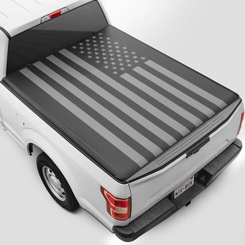 غطاء تونيو للشاحنة لسيارة Ford F-250 F-350 Super Duty 1999-2016 / F-350 بطول سرير 6.8 قدم، غطاء سرير شاحنة ناعم مناسب لجميع الأحوال الجوية للشاحنة مطبوع عليه علم أسود in Kuwait