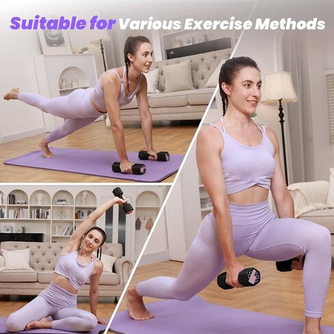 Adjustable Dumbbell Set of 2, 4 in 1 Hand Weights for Women at Home, 5 lb Weights Dumbbells Set of 2, Each 2lb 3lb 4lb 5lb with TPU Soft Rubber Handle for Home Gym Exercise Training, Purple in Saudi Arabia