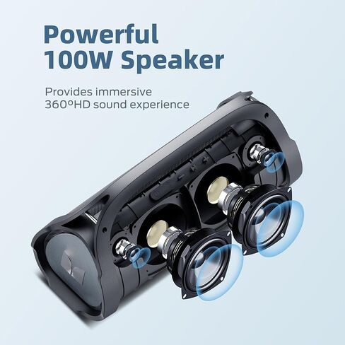 Monster Adventurer Max Bluetooth Speaker, IPX7 Waterproof Portable Speaker with Double Subwoofer, 100W Stereo Sound and Rich Bass, Wireless Outdoor Speakers for Home, Party, Beach, 24H Play, Gold in Saudi Arabia